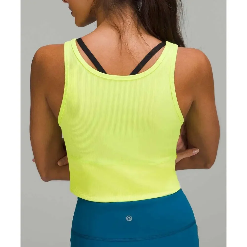 Lululemon Power Pivot Ribbed Reversible Tank Top Electric Lemon 4 - Picture 4 of 8